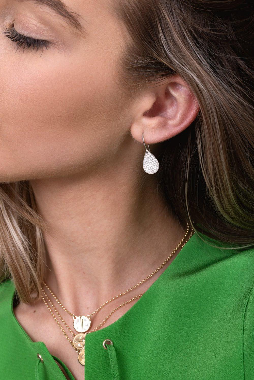 Small Diamond Pear Earrings - Image 3