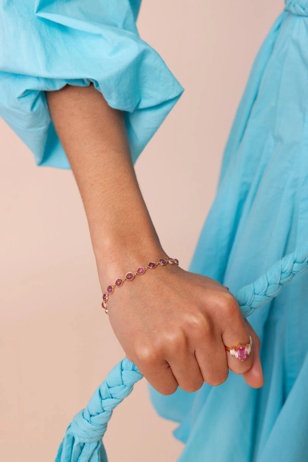 Small Pink Tourmaline Link Bracelet - Image 4