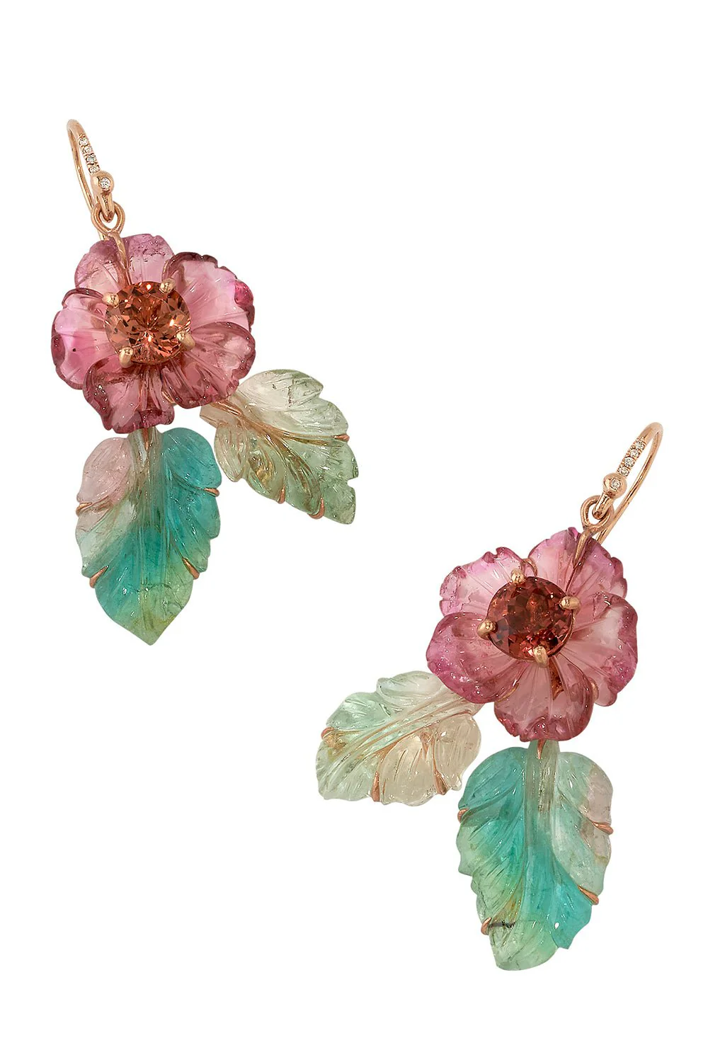 Tourmaline Flower Leaf Earrings