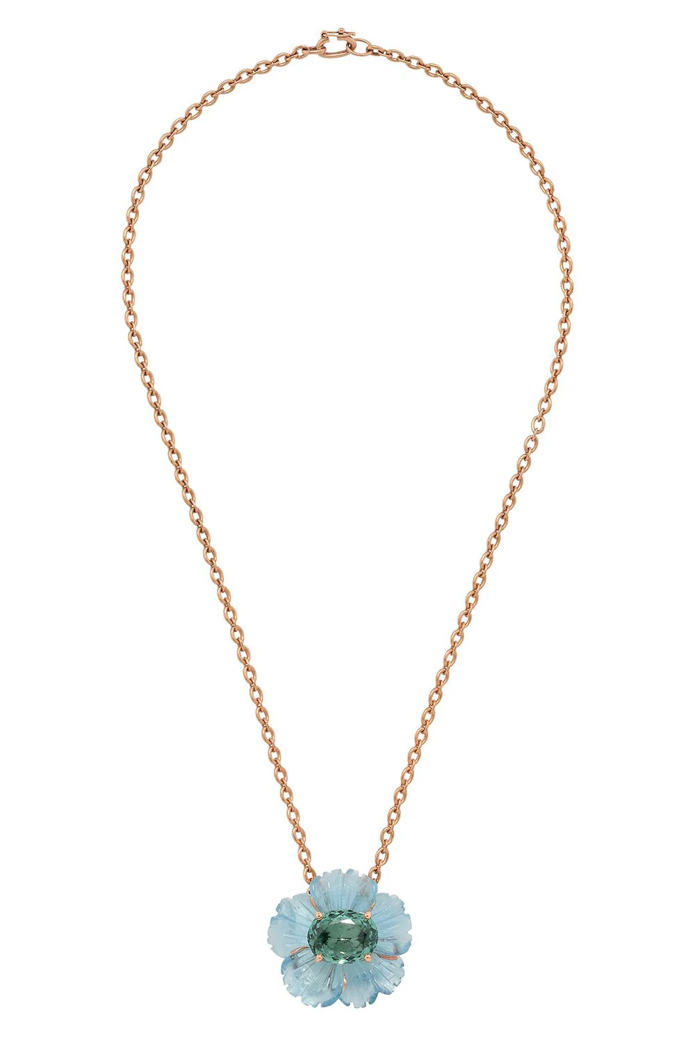 Tropical Flower Aquamarine Indicolite Necklace