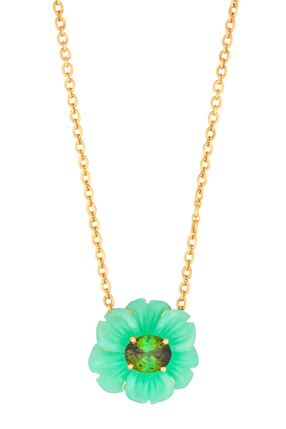 Tropical Flower Chrysoprase Tourmaline Necklace