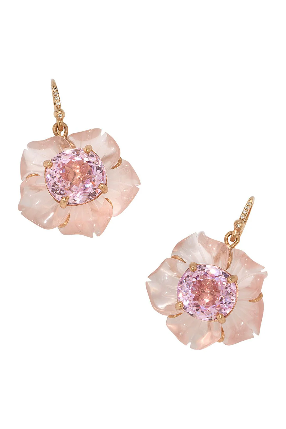 Tropical Flower Rose Quartz Earrings