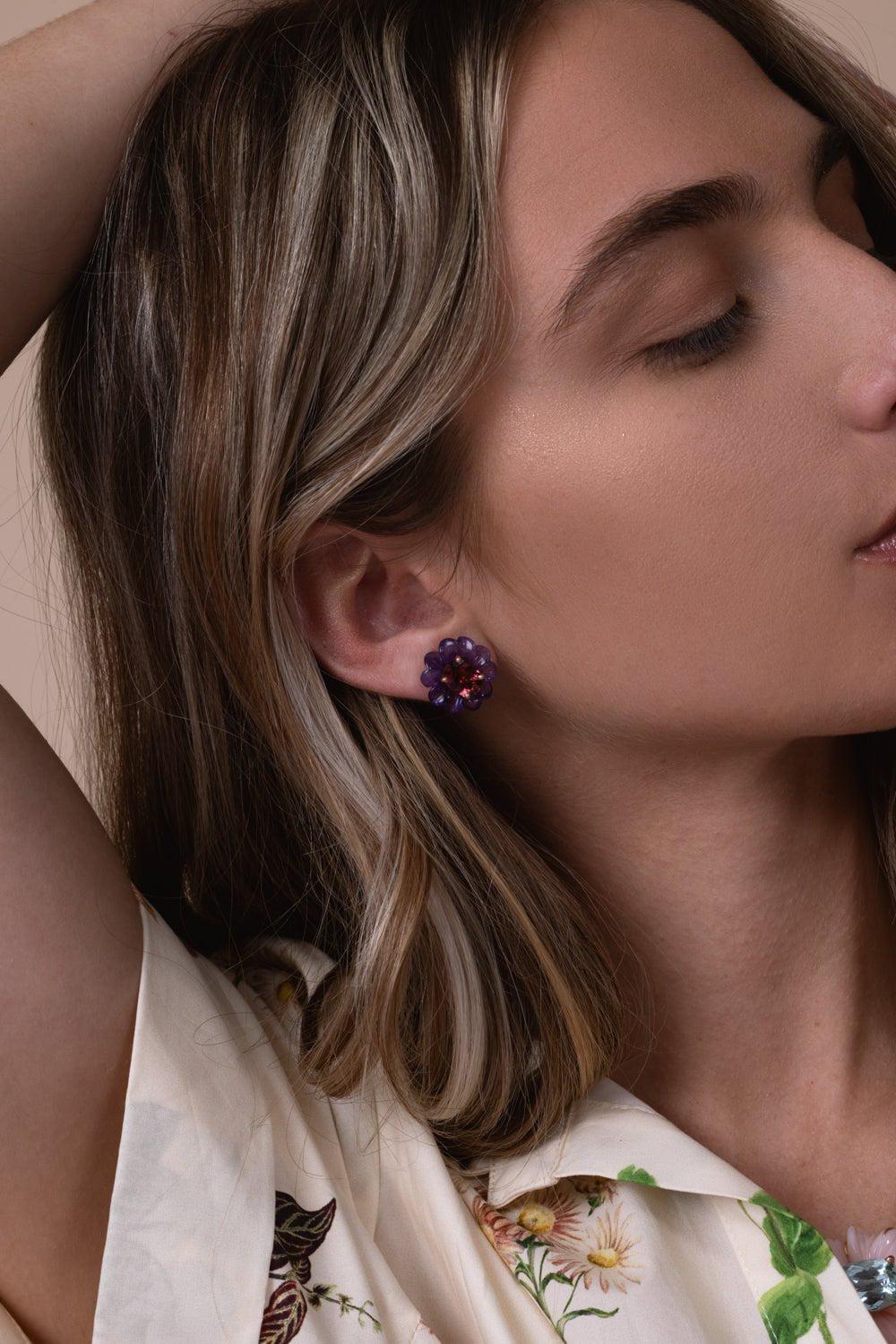 Tropical Flower Stud Earrings - Image 2