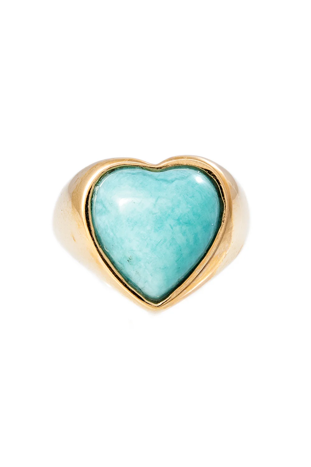 Amazonite Heart Signet Ring
