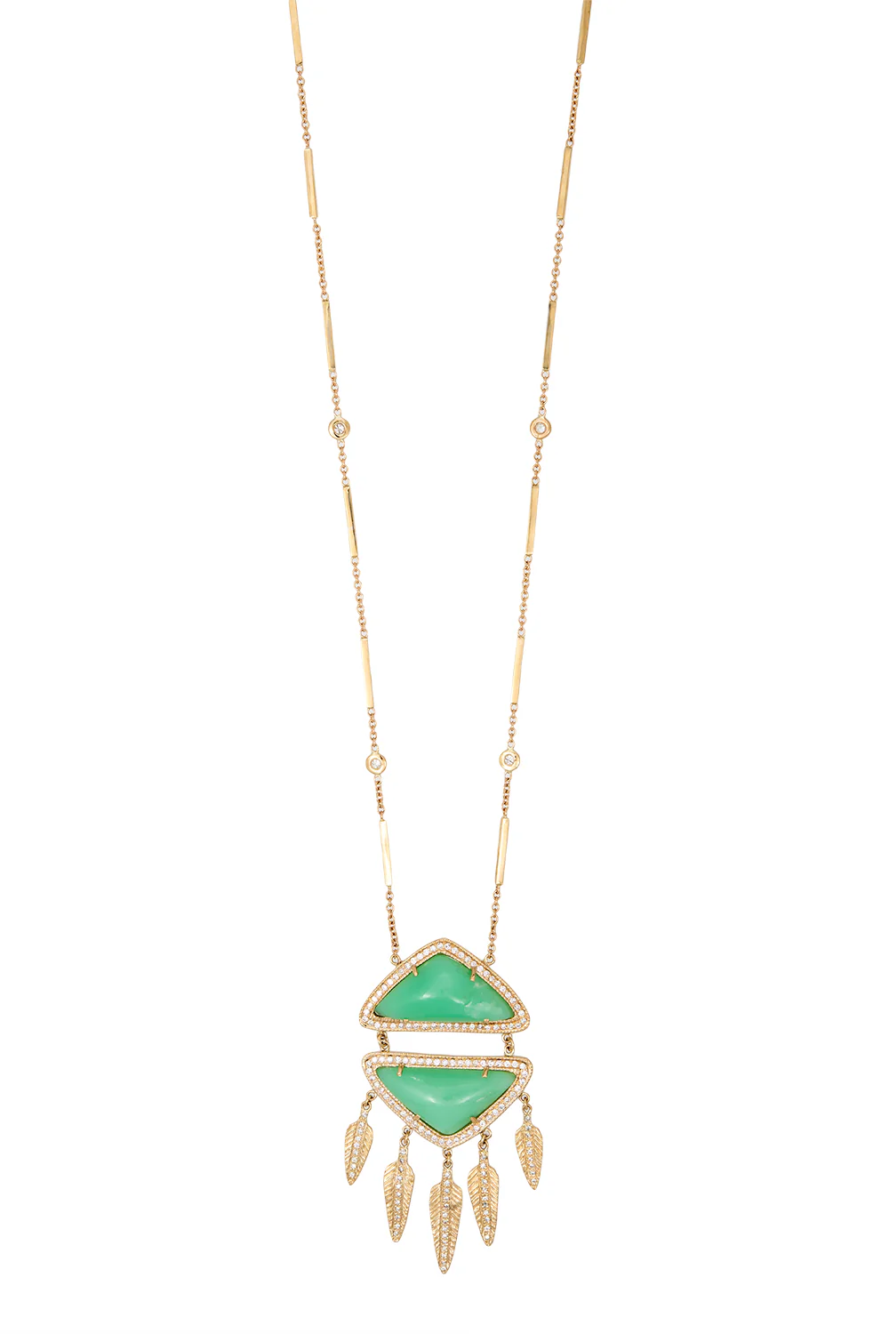 Chrysoprase Feather Necklace