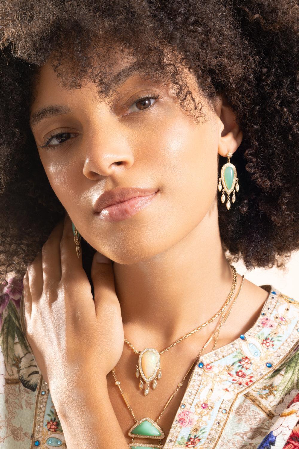 Chrysoprase Teardrop Earrings - Image 2