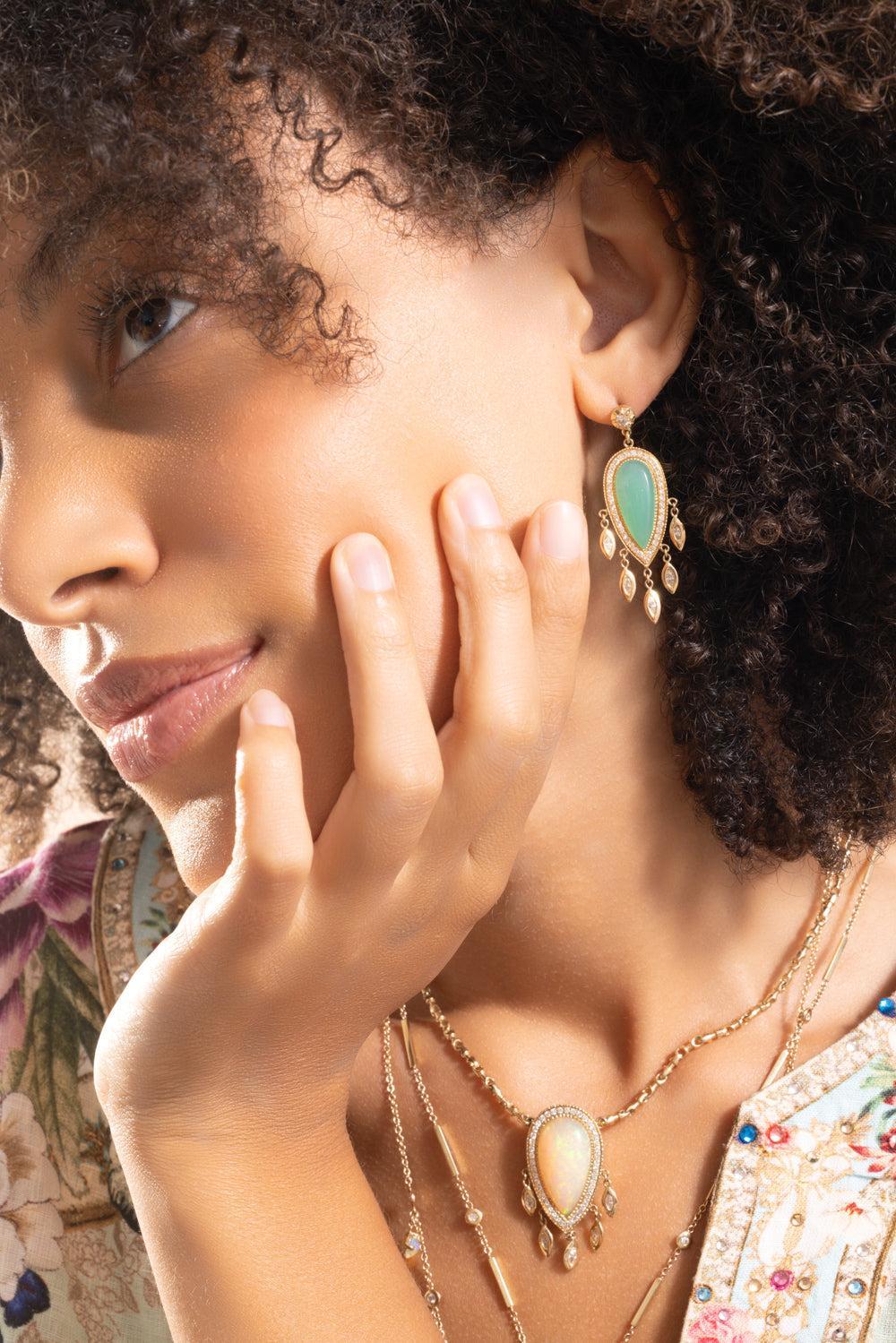 Chrysoprase Teardrop Earrings - Image 3