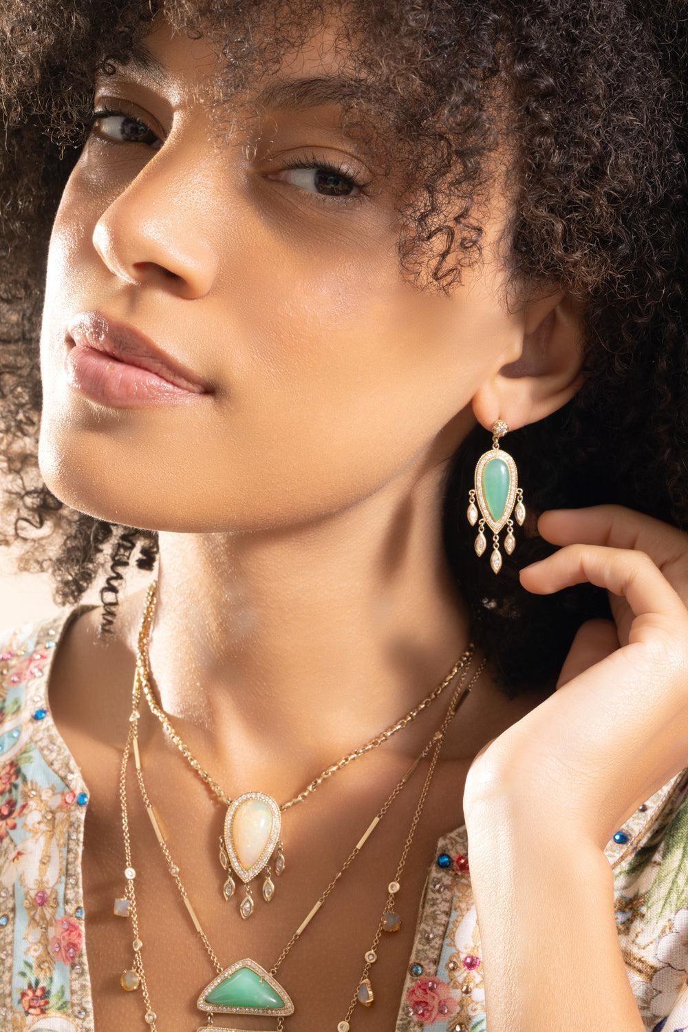 Chrysoprase Teardrop Earrings - Image 4