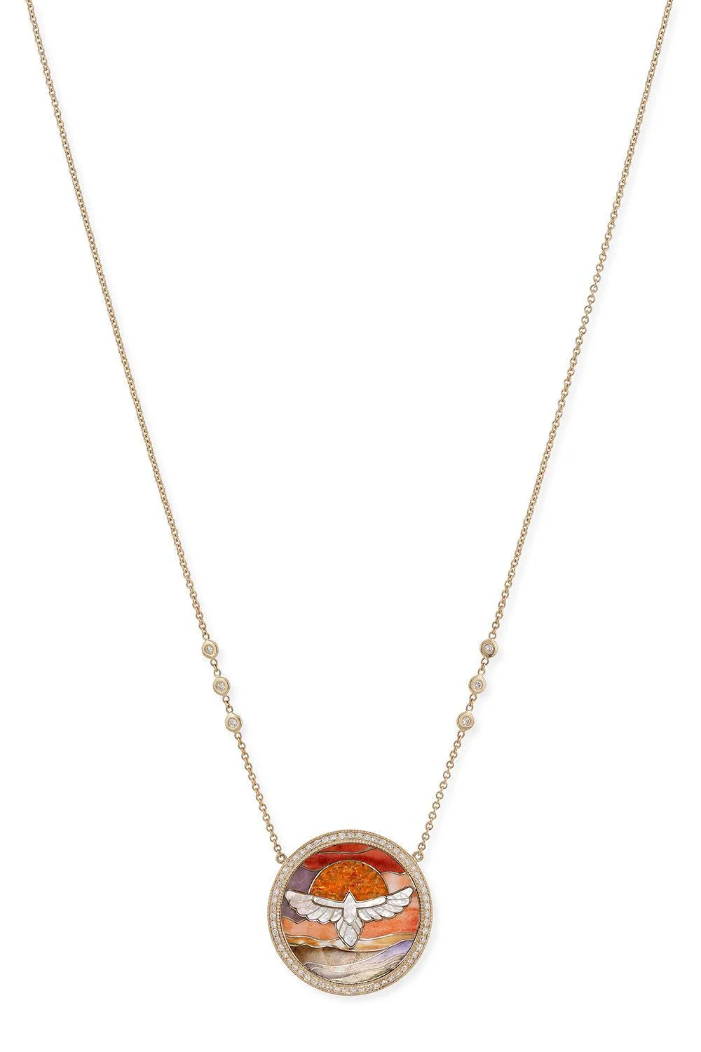 Diamond Pearl Thunderbird Scenic Necklace