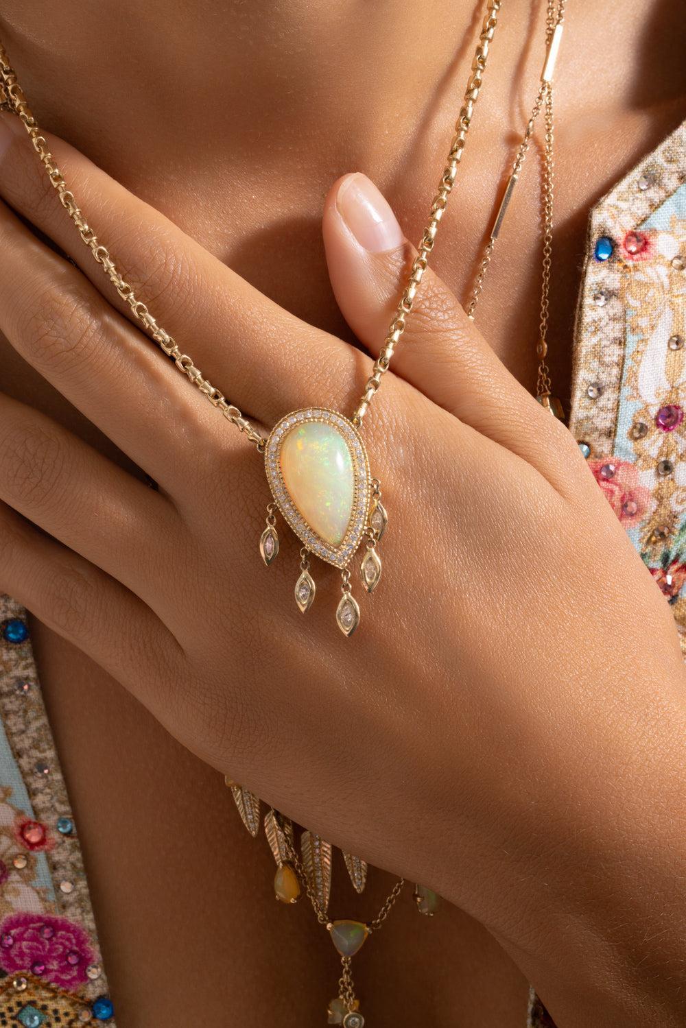 Opal Teardrop Necklace - Image 3