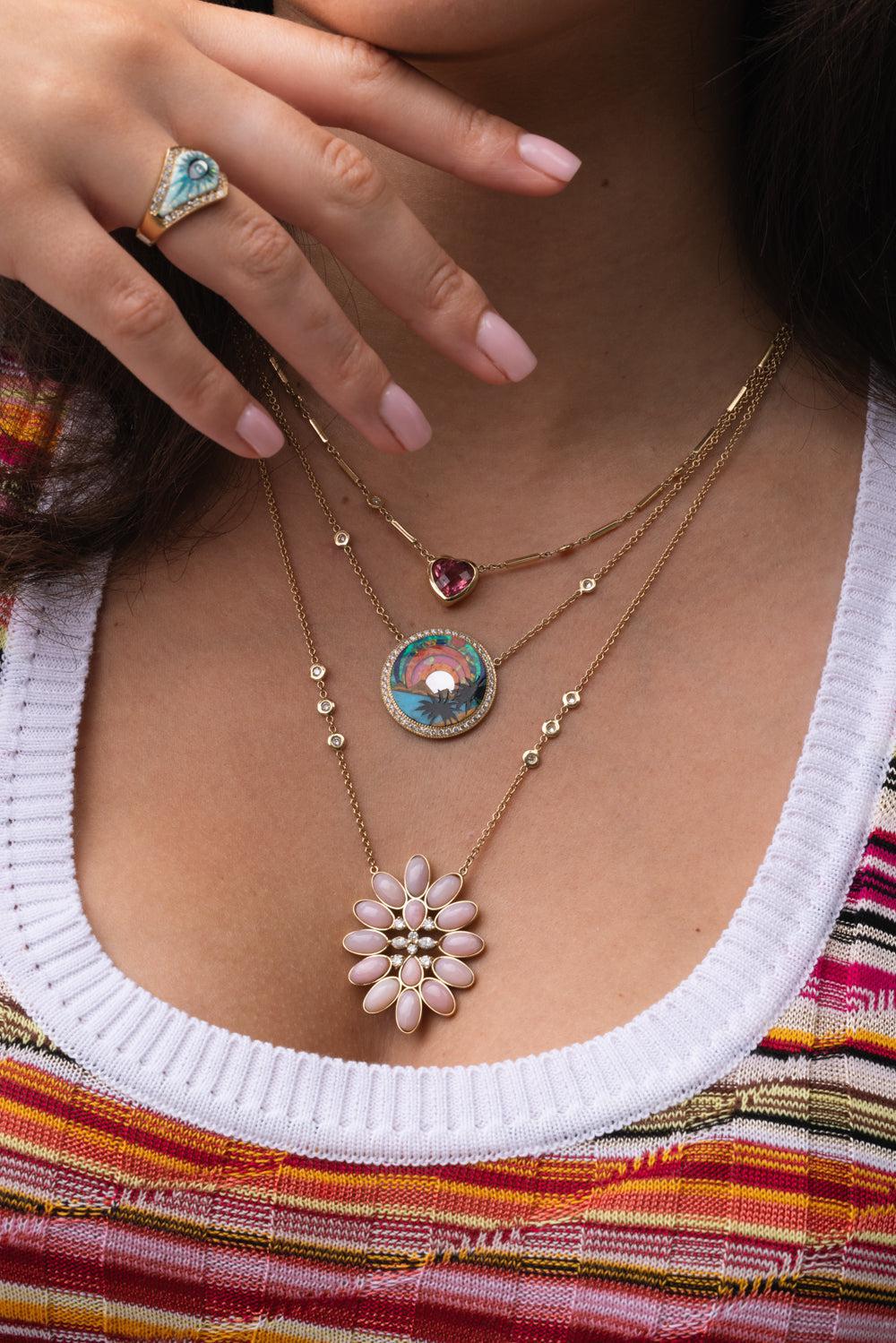Pink Tourmaline Mini bar Necklace - Image 4