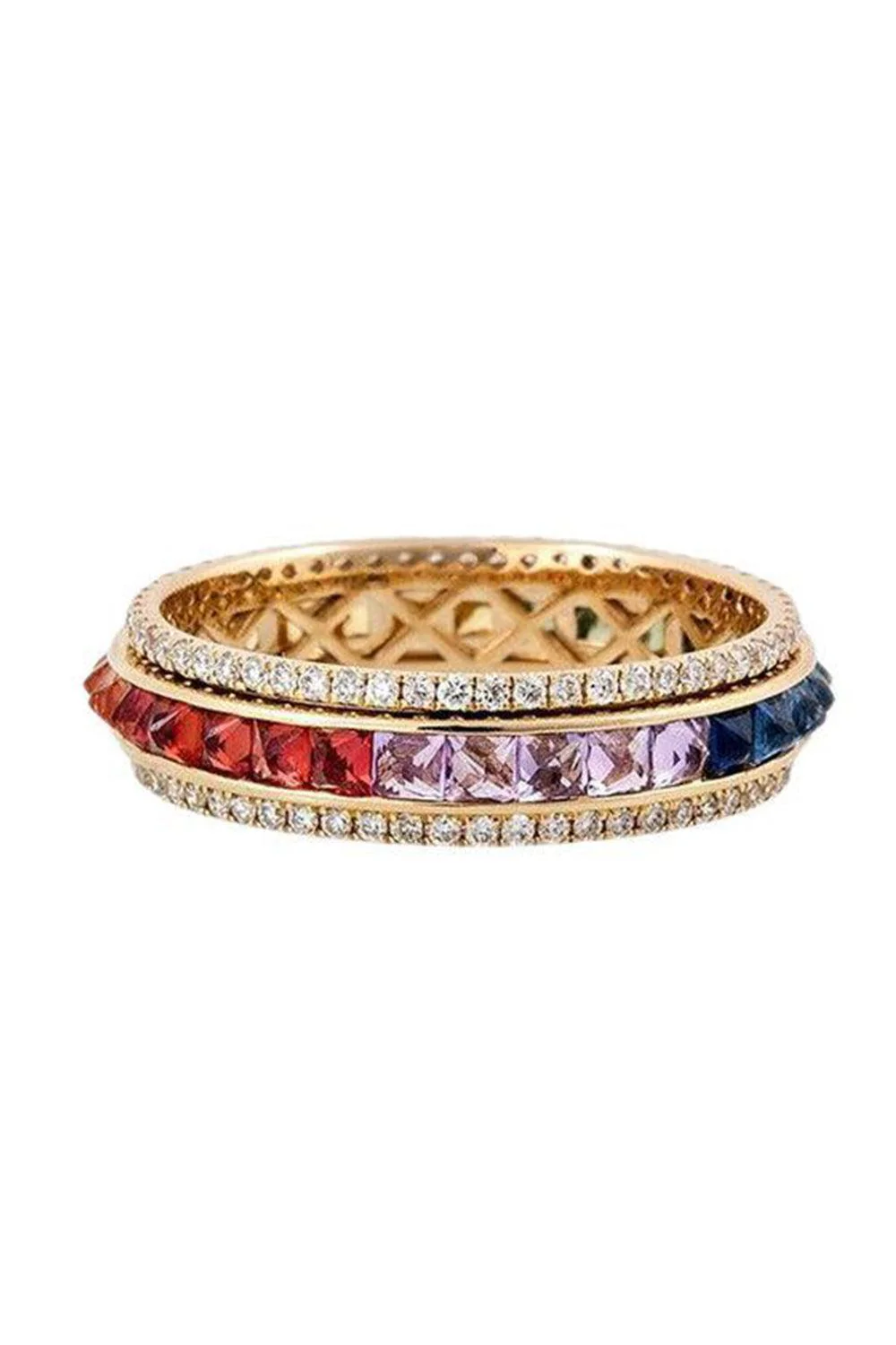 Rainbow Sapphire Spinner Ring