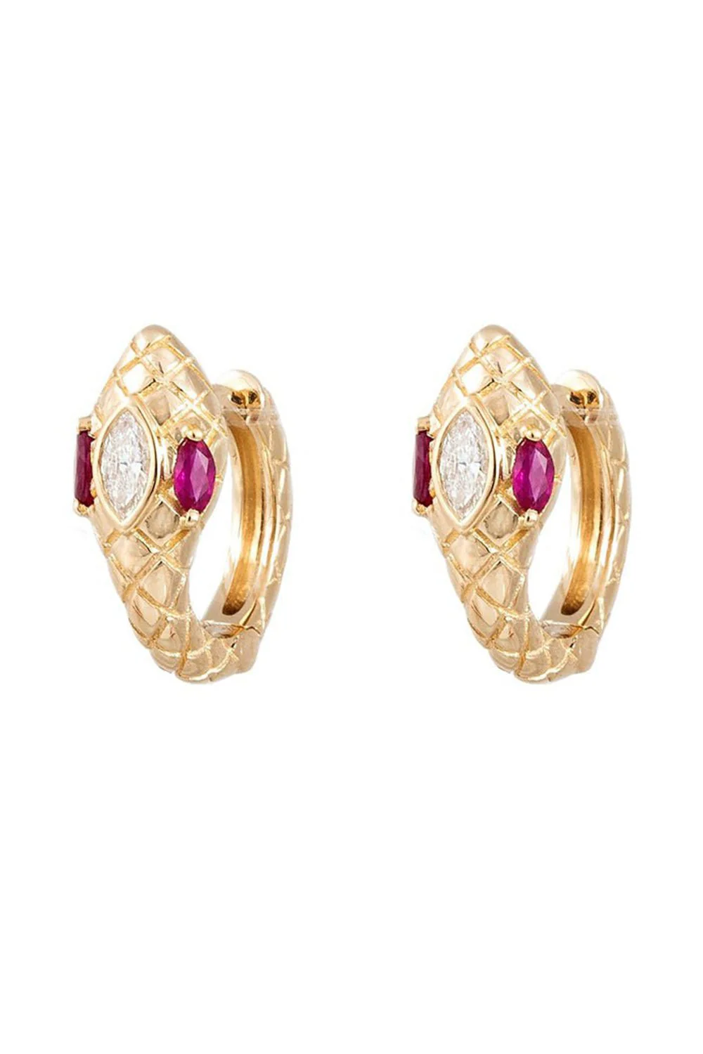 Ruby Diamond Snake Mini Hoop Earrings