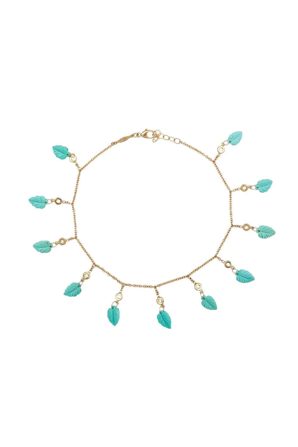 Turquoise Leaf Drop Shaker Anklet