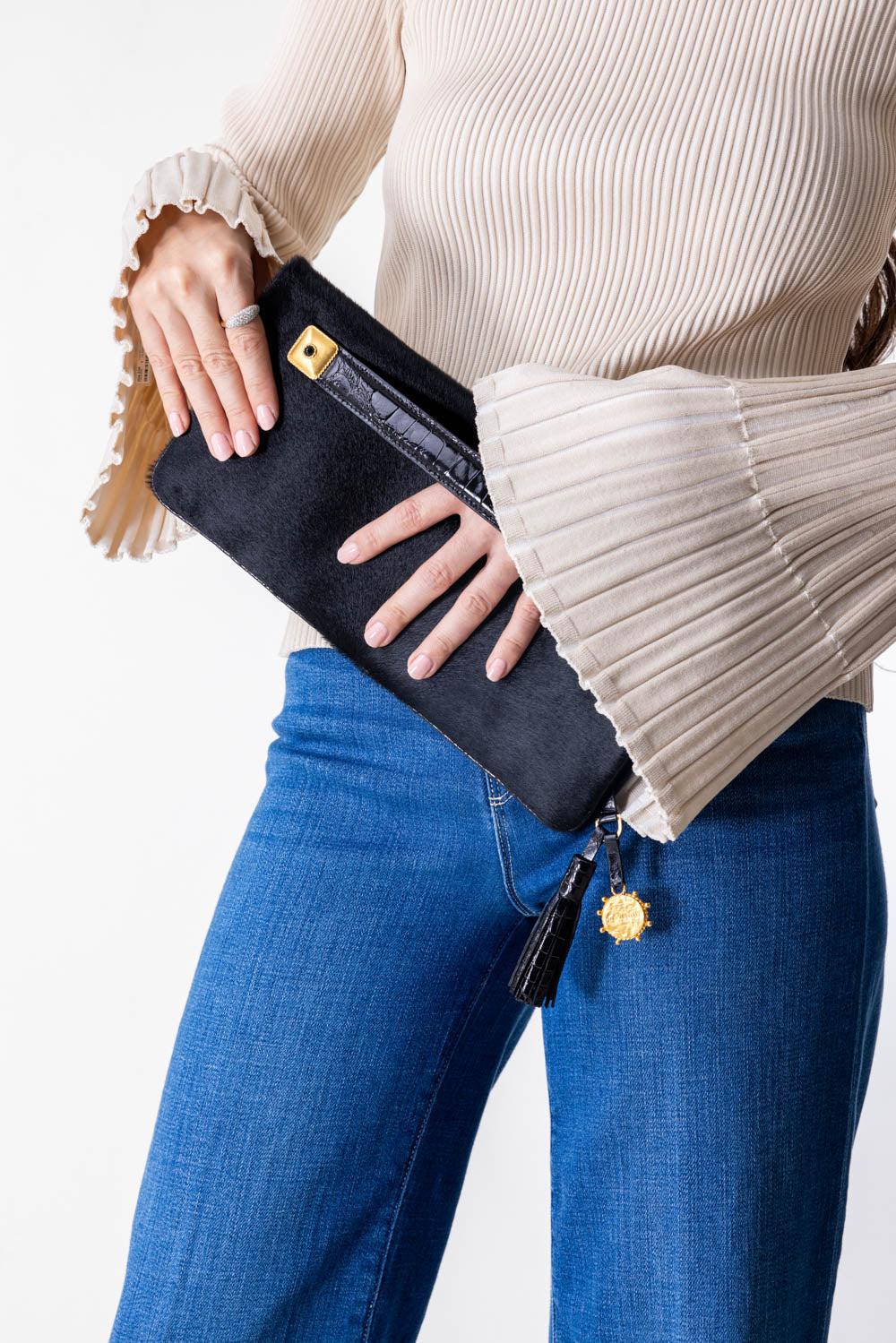 Fold-Over Clutch - Black - Image 3