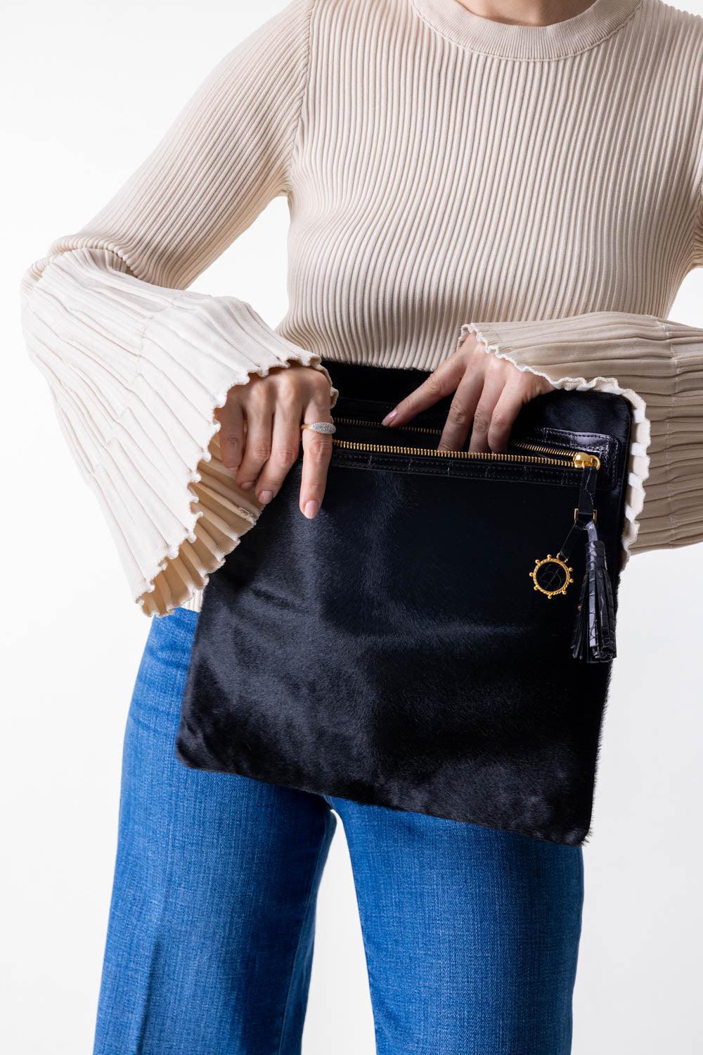 Fold-Over Clutch - Black - Image 4