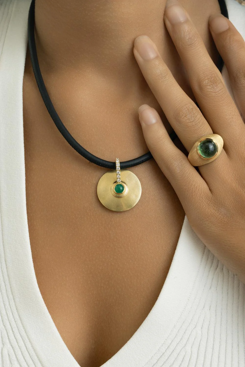 Black Wide Cord Necklace - Image 2