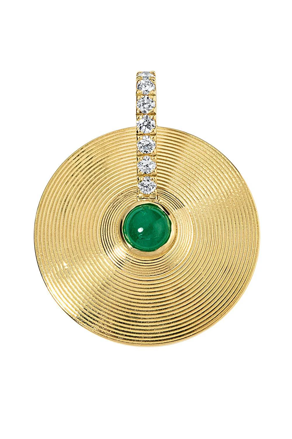 Diamond Emerald Cabochon Small Cymbal Pendant