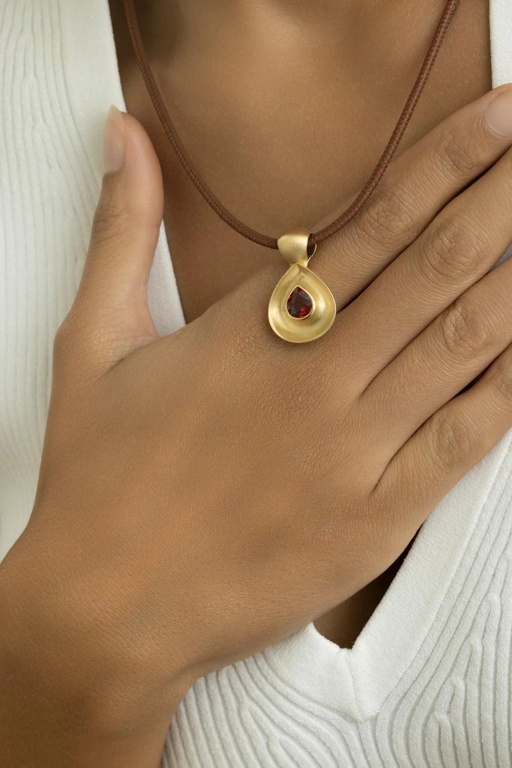 Tobacco Thin Cord Necklace - Image 3