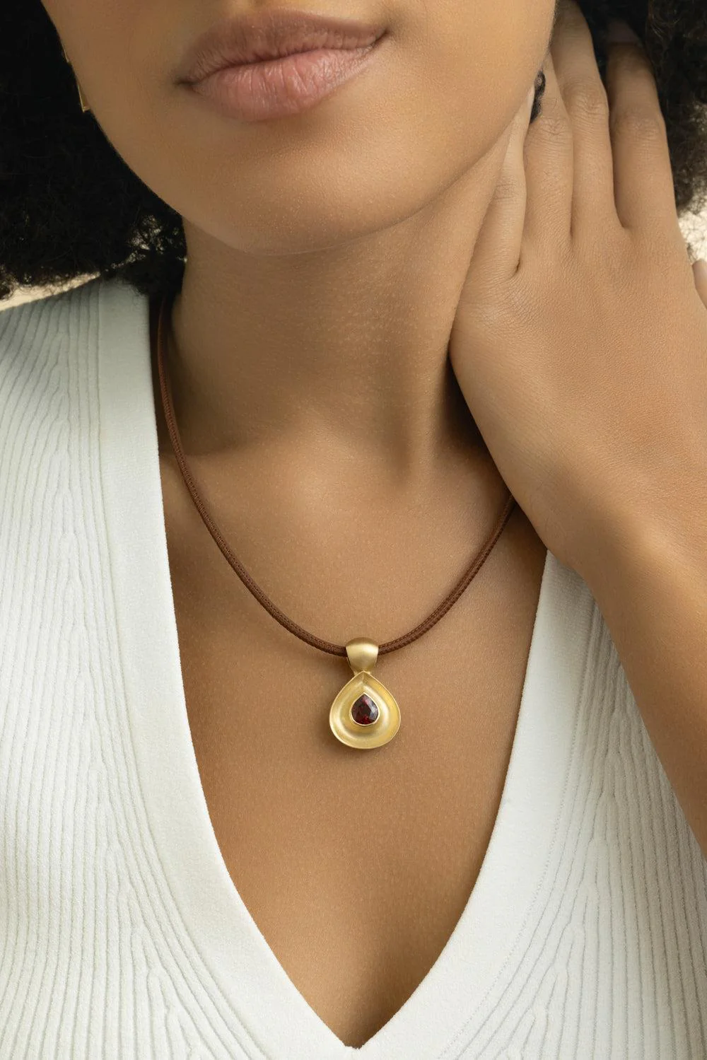 Tobacco Thin Cord Necklace - Image 4