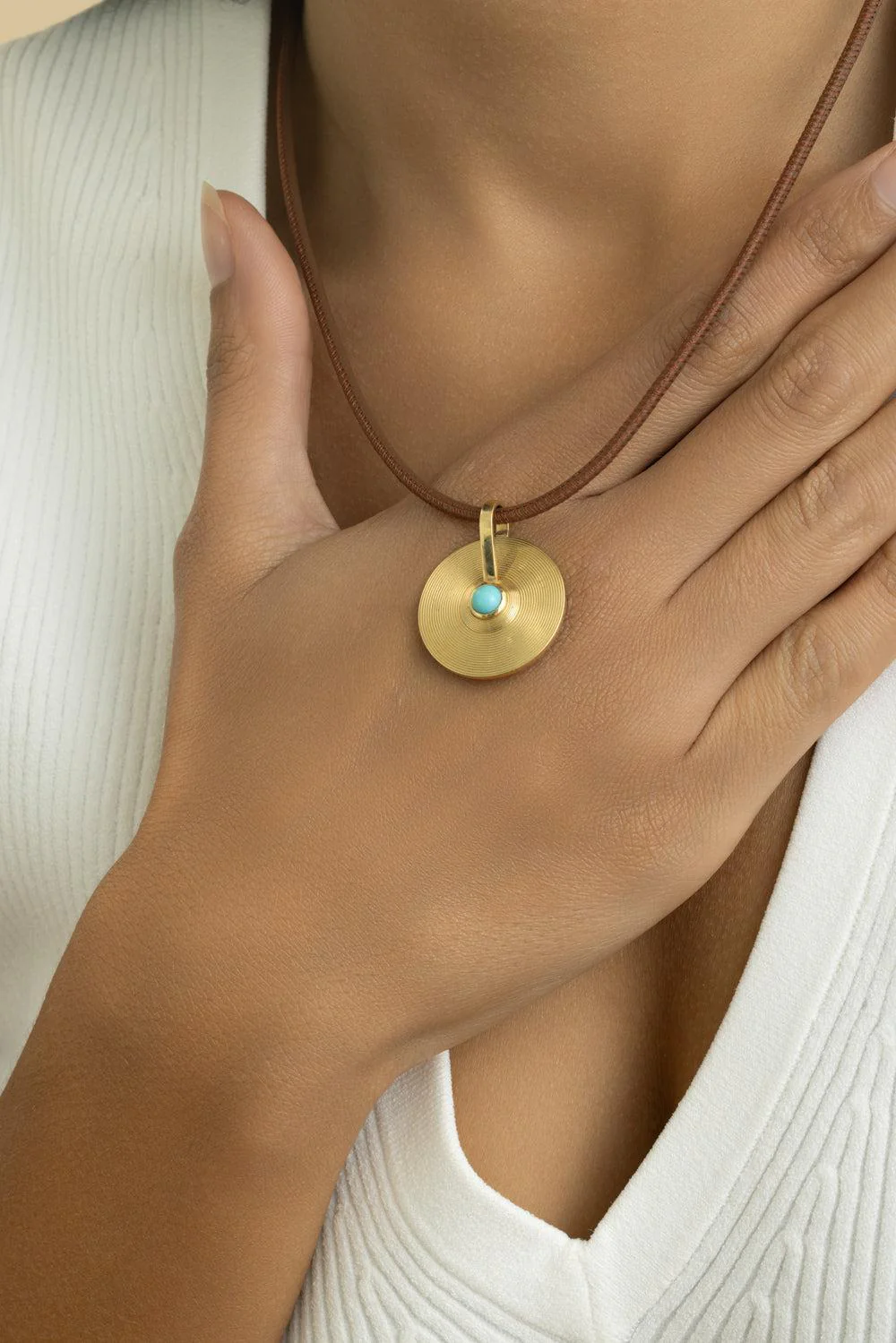 Turquoise Small Cymbal Pendant - Image 3