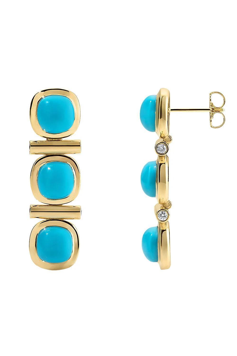 Turquoise Three Stone Gilda Earrings - Image 6