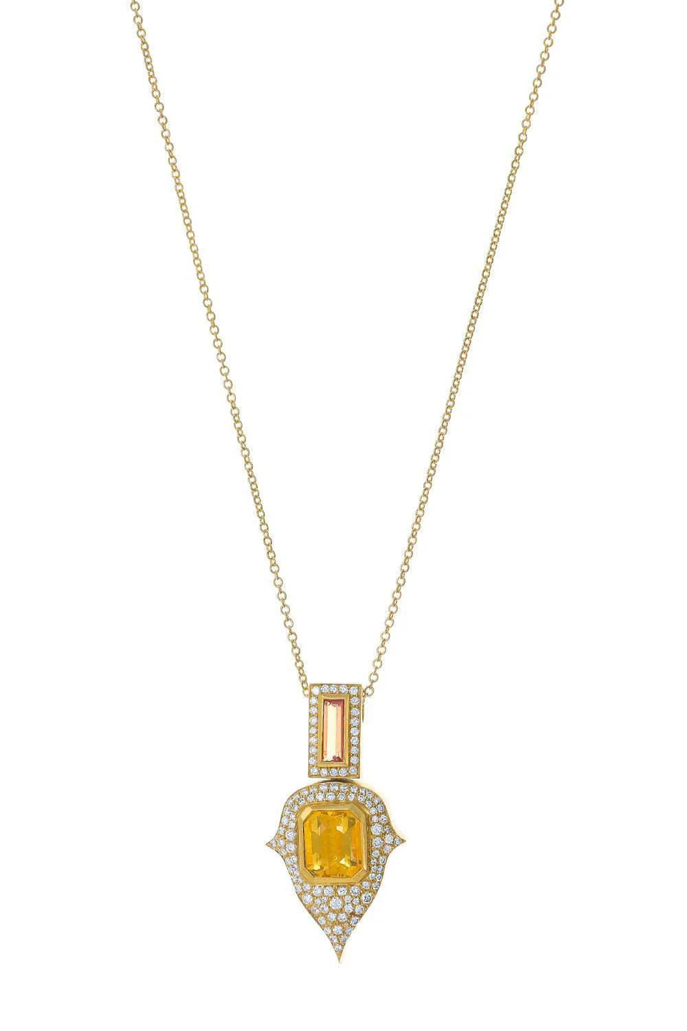 Fire Opal Beryl Diamond Necklace