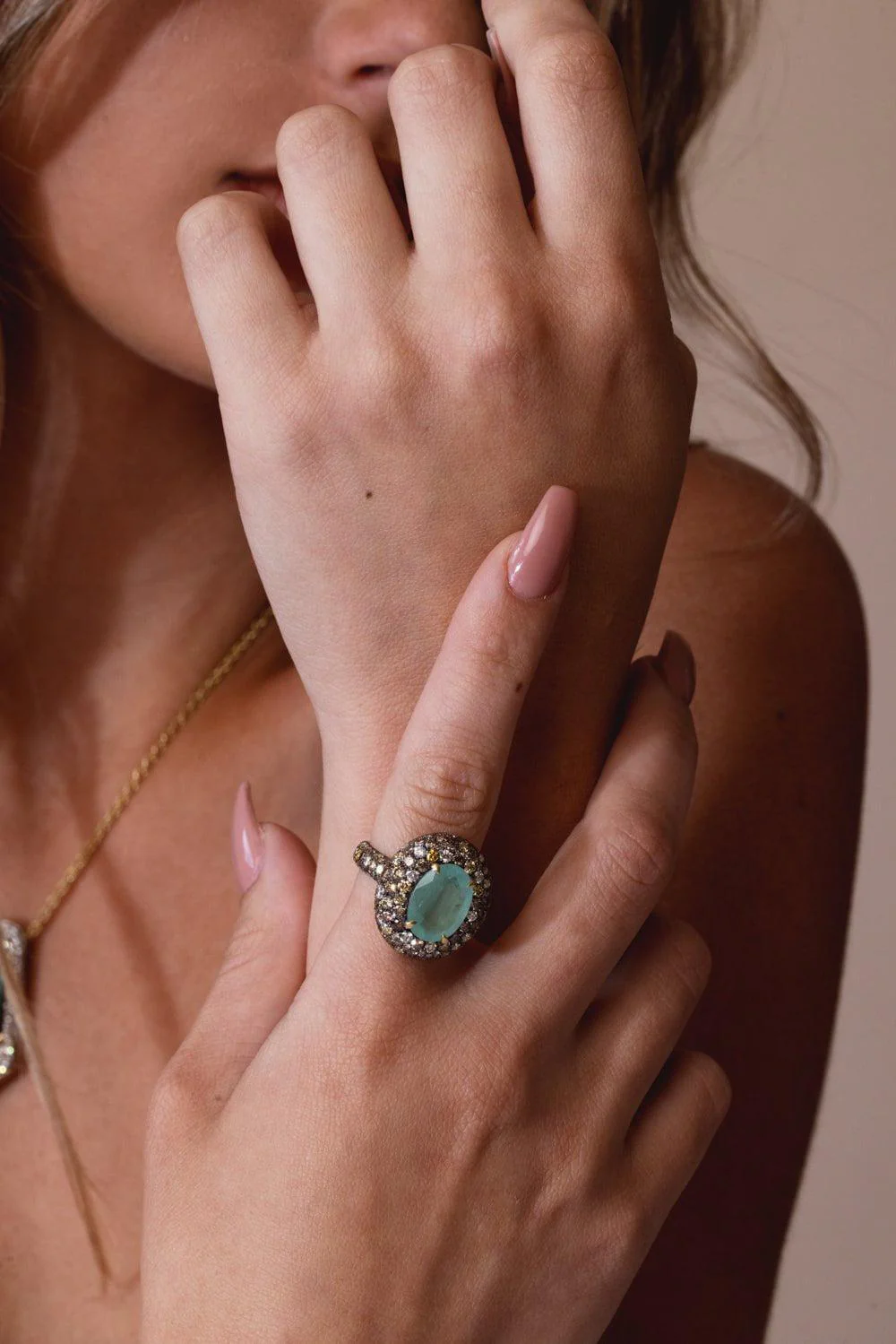 Green Beryl Diamond Ring - Image 2