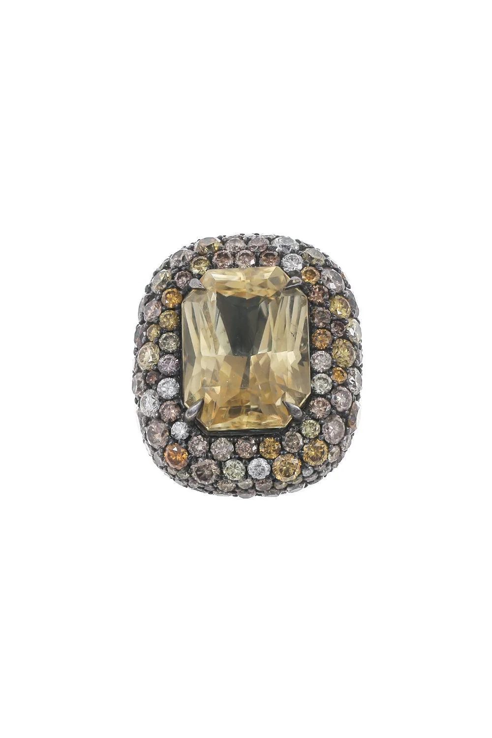 Multi Color Diamond Yellow Sapphire Ring