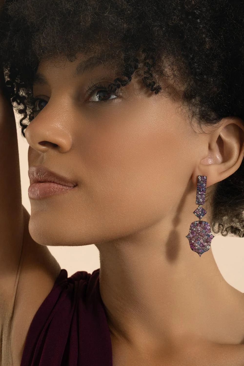 Multi Sapphire Diamond Earrings - Image 3