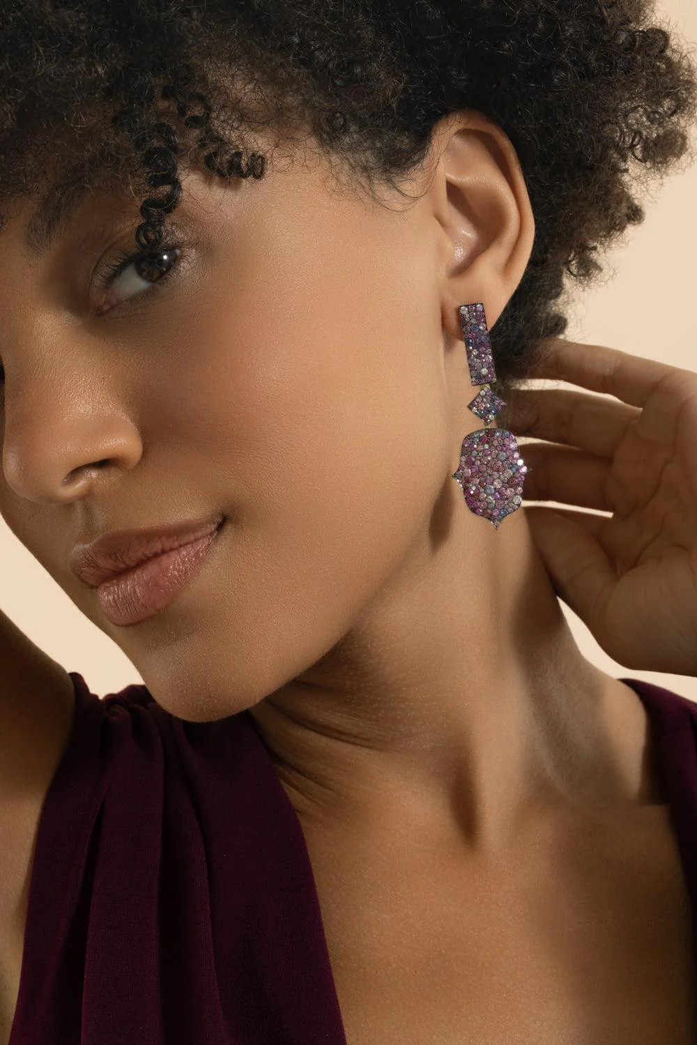 Multi Sapphire Diamond Earrings - Image 4