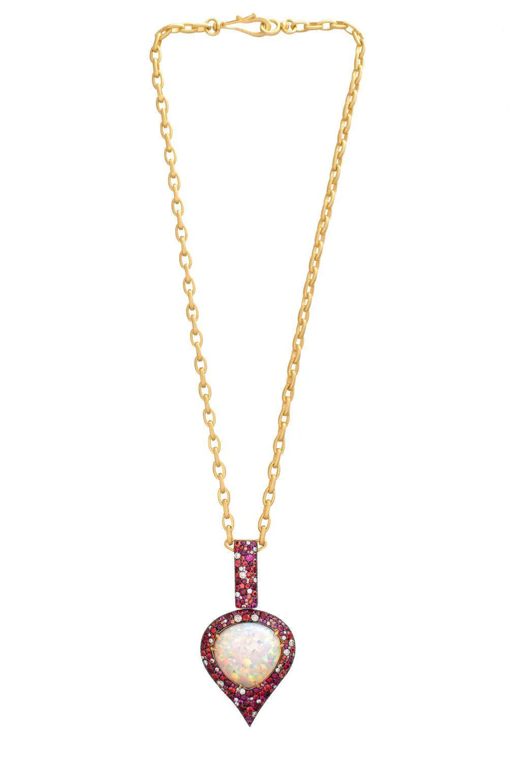 Opal Ruby Sapphire Diamond Necklace