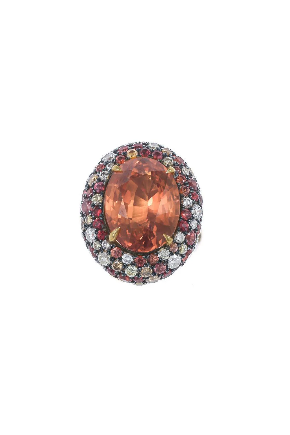 Orange Sapphire Diamond Ring
