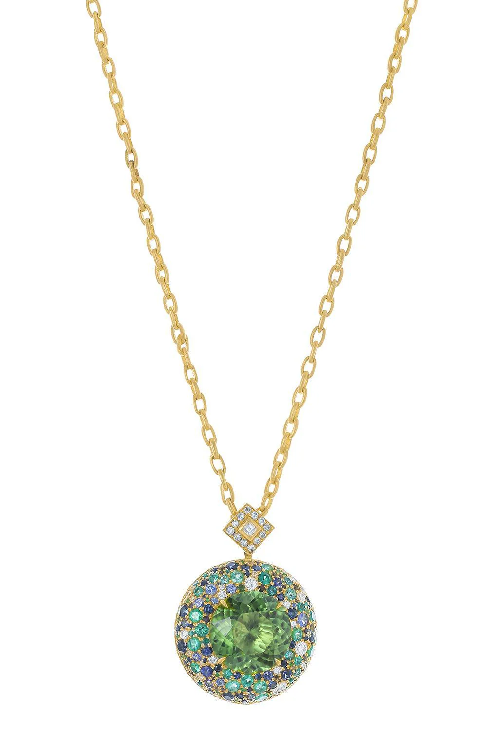 Peridot Emerald Diamond Pendant Necklace