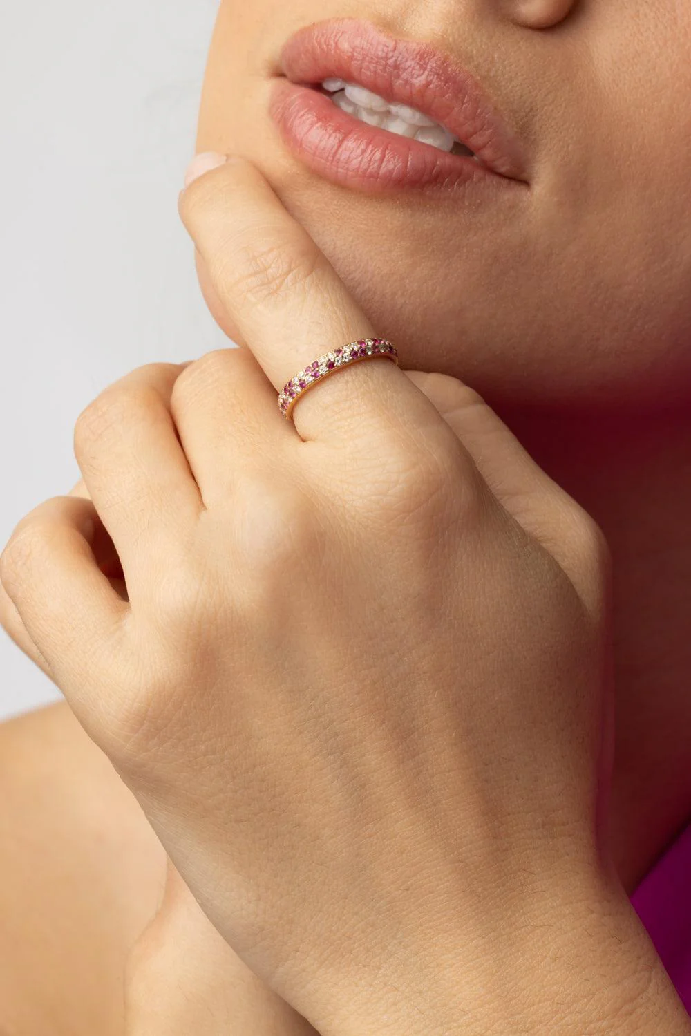 Pink Sapphire Diamond Ring - Image 2