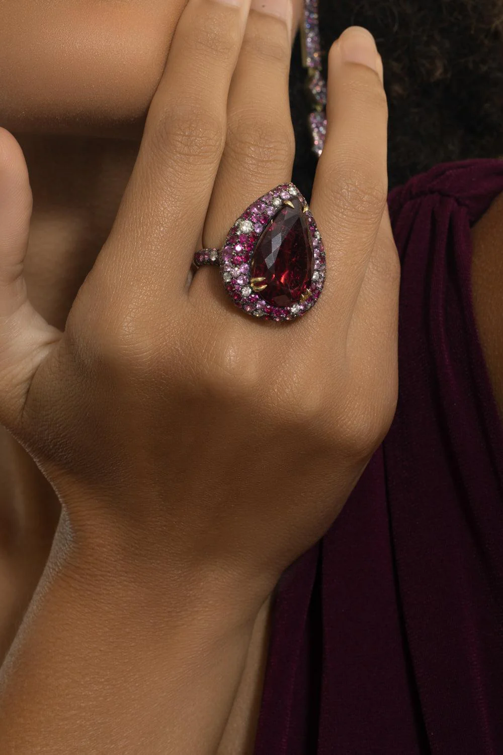 Rubellite Ruby Diamond Ring - Image 4