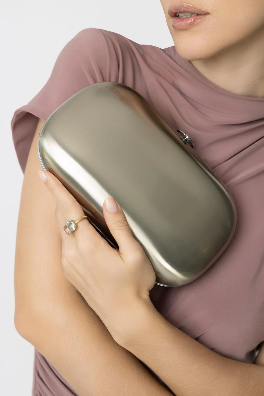 Elina Plus Clutch - Satin White Rose - Image 2