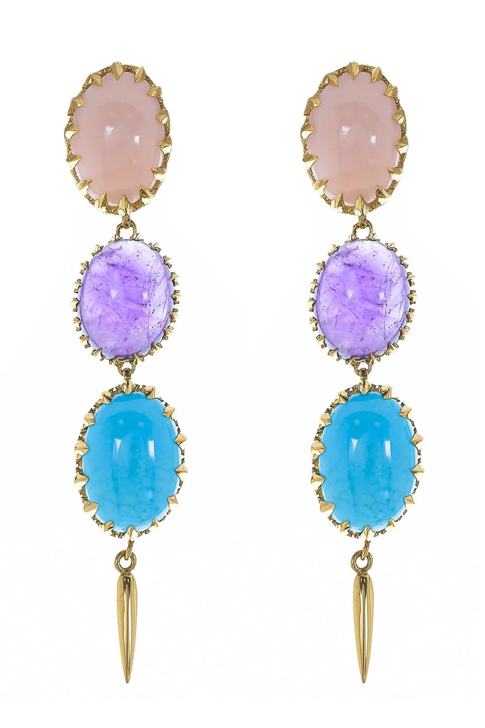 Coral Turquoise Drop Earrings