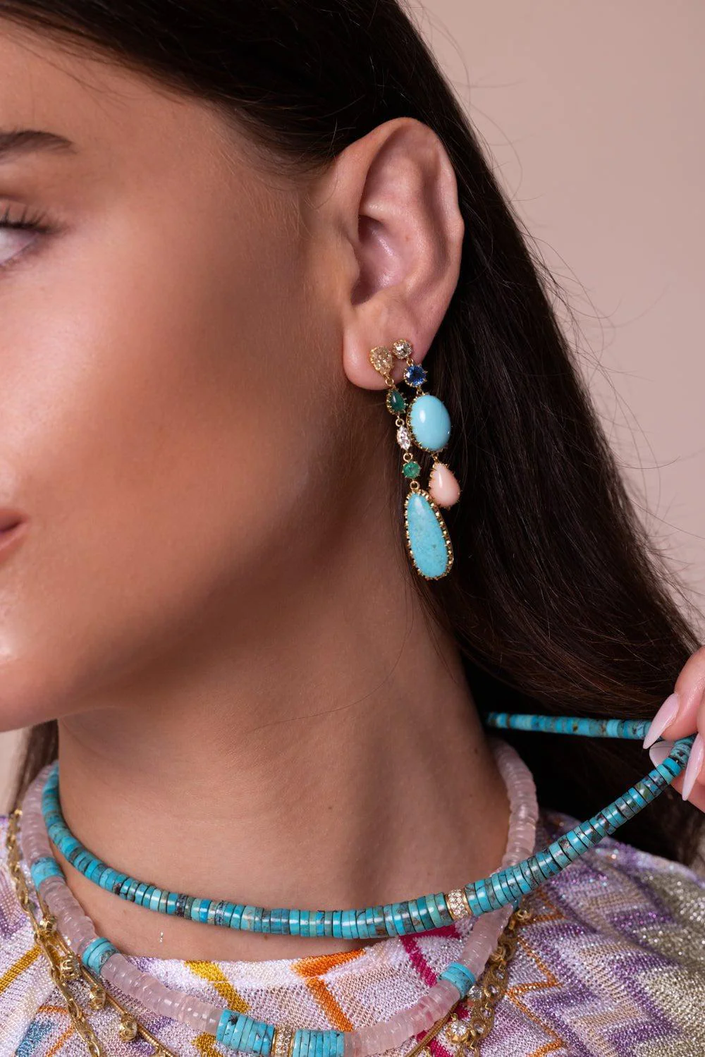 Diamond Coral Drop Earrings - Image 4