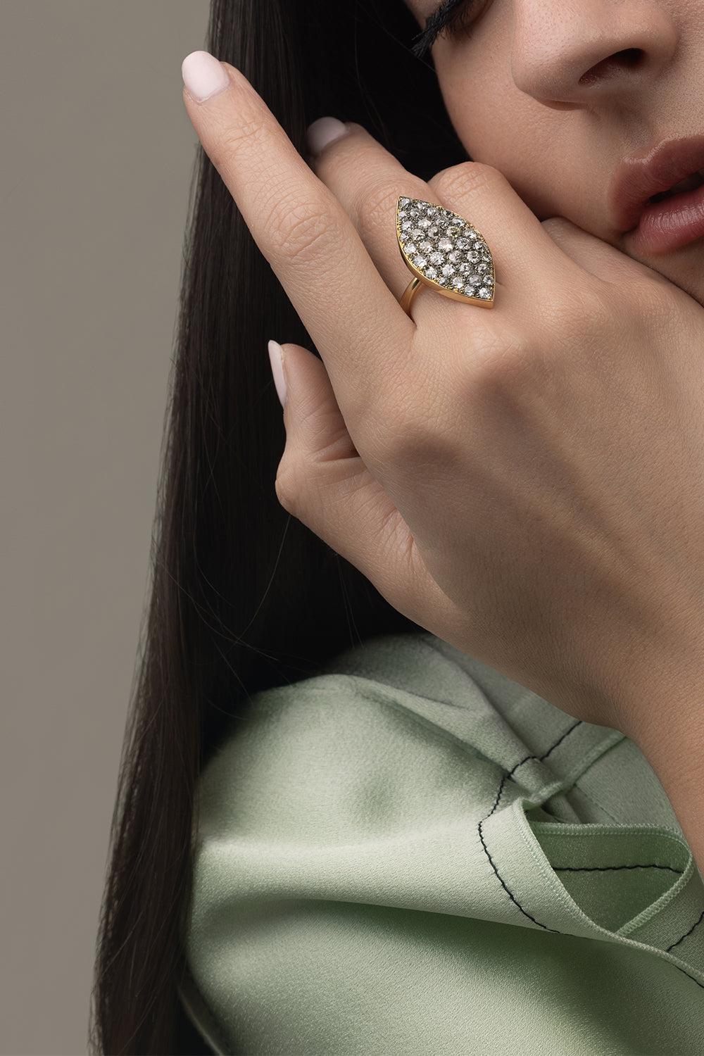 Diamond Palm Leaf Ring - Image 2