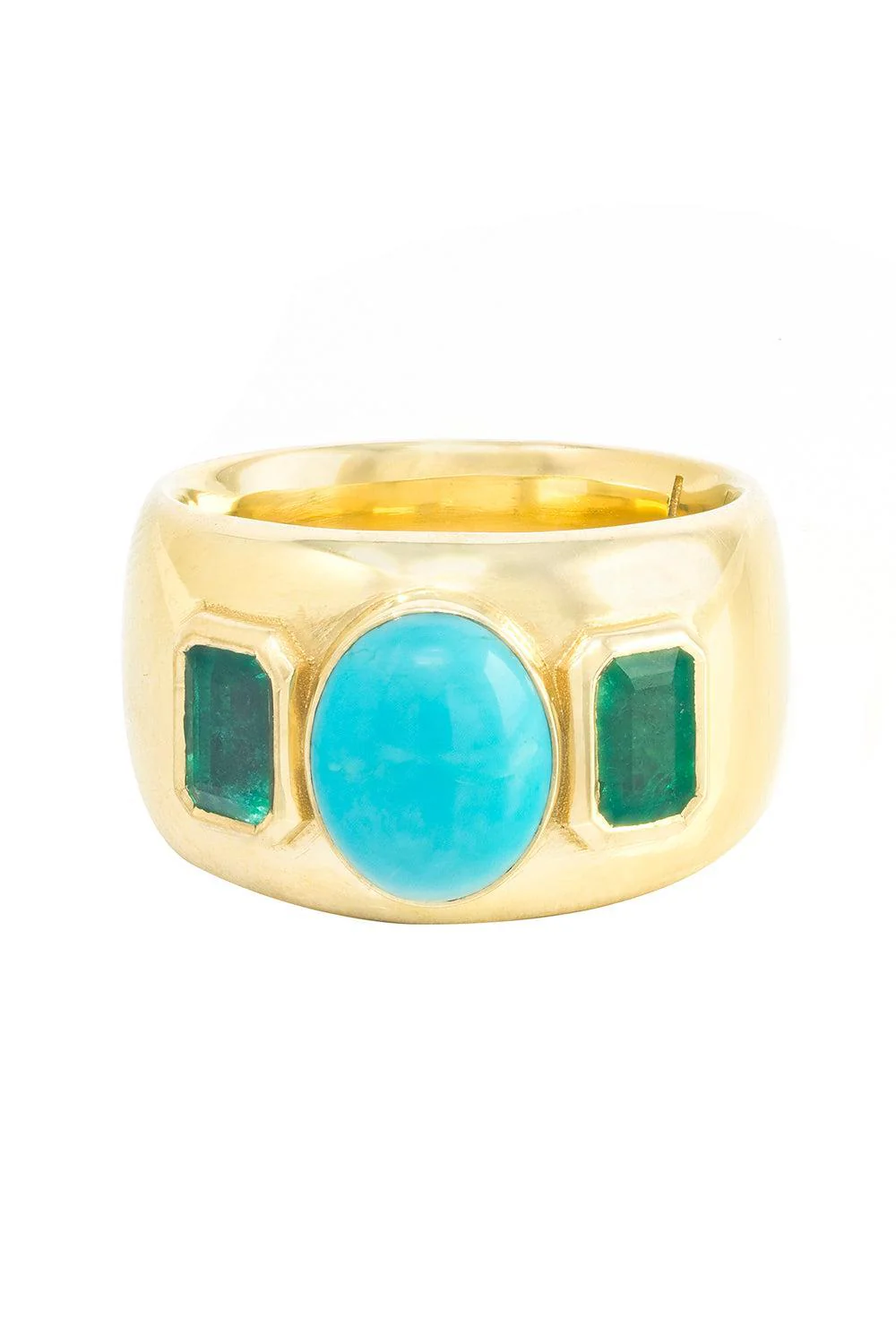 Emerald Turquoise Three Stone Ring