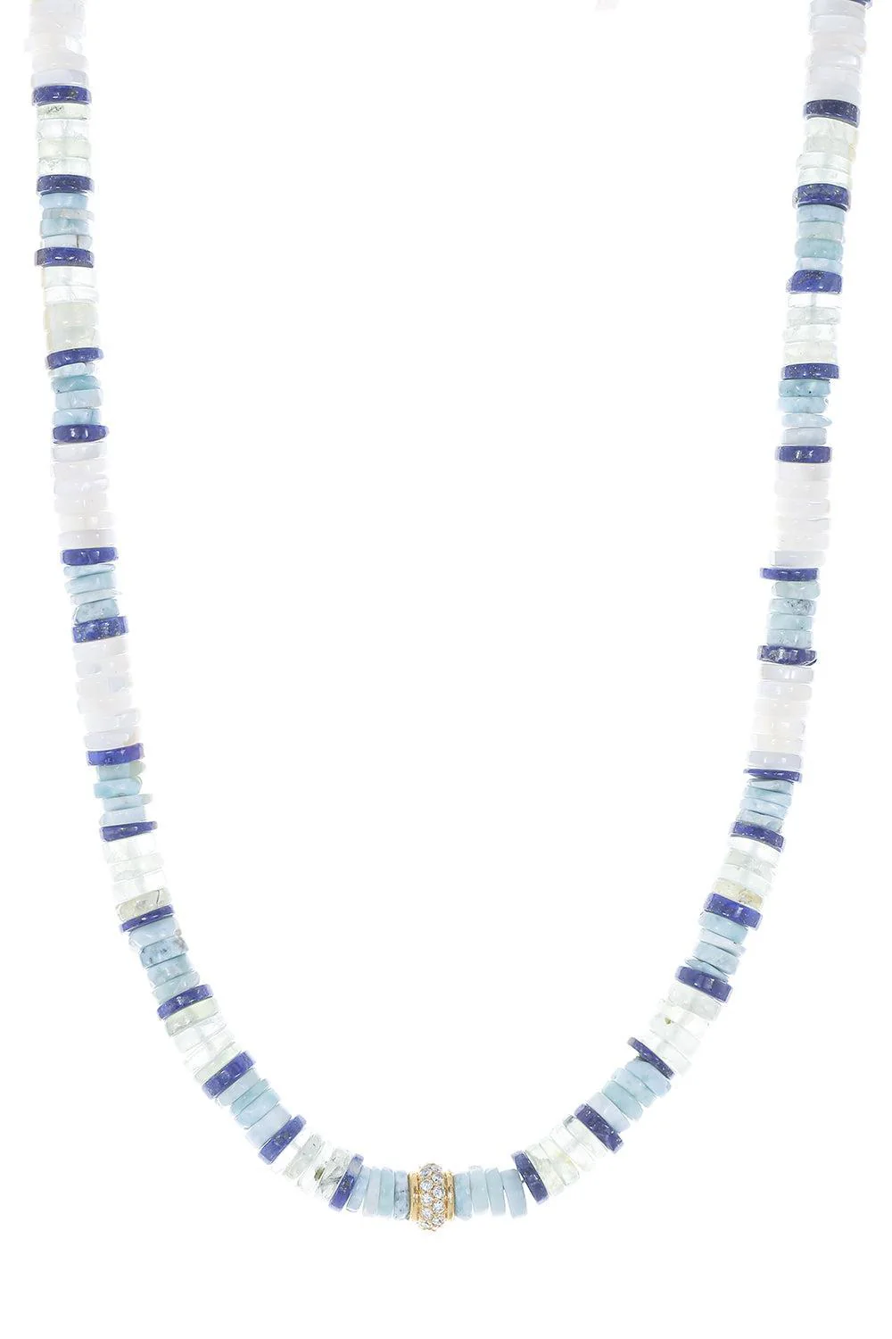 Green White Heishi Bead Necklace