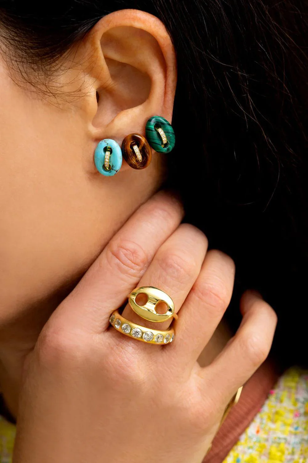 Malachite Mini Mariner Stud Earrings - Image 2