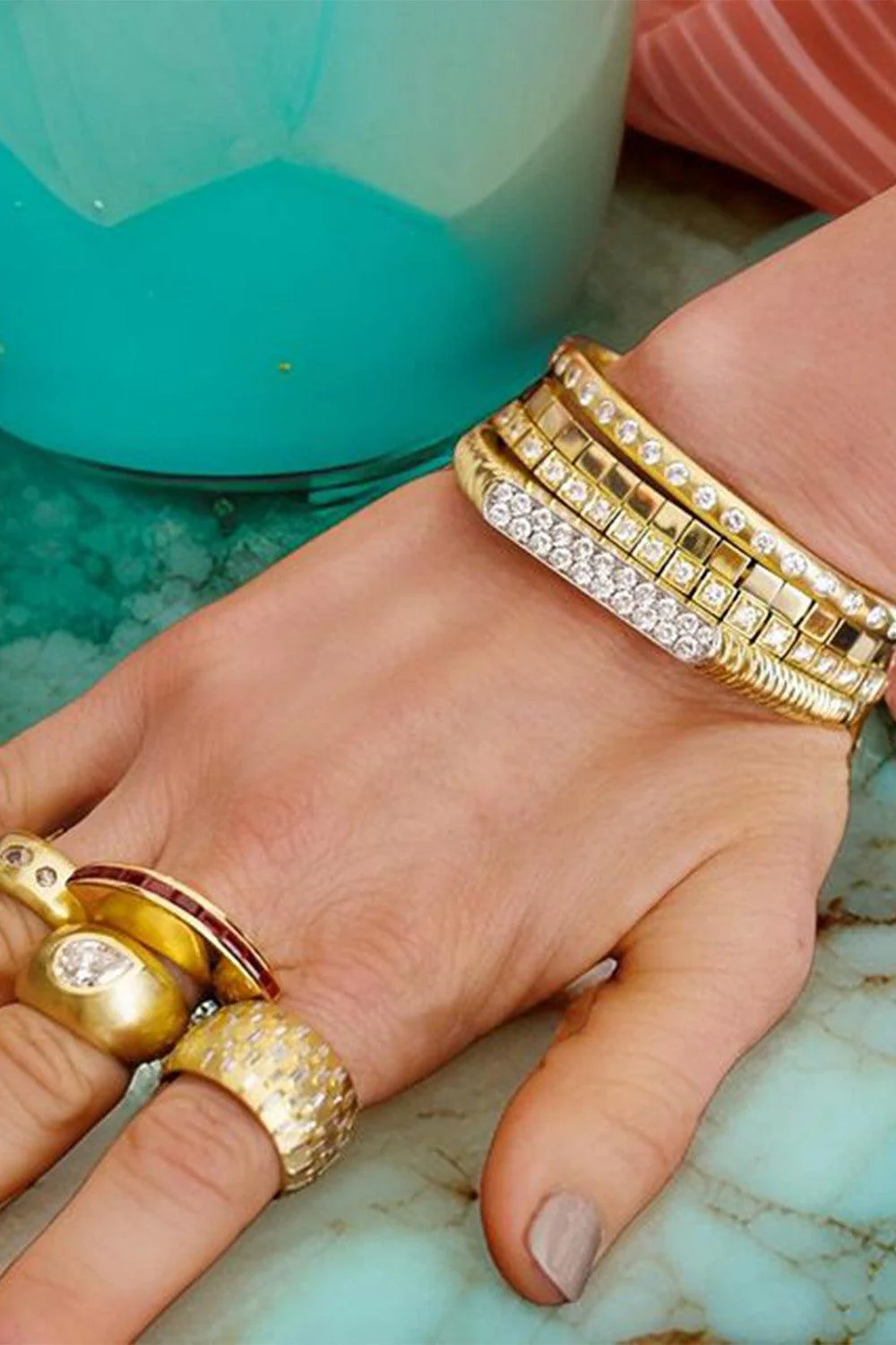 Pear Diamond Cigar Band Ring - Image 2