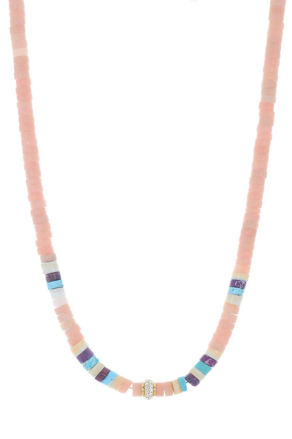 Pink Purple Heishi Bead Necklace