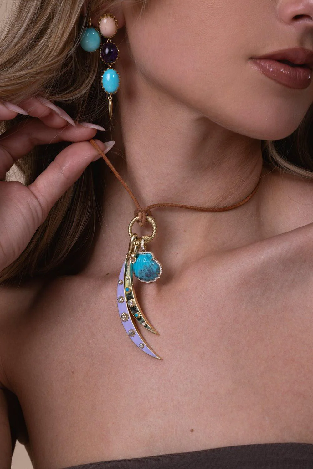 Purple Diamond Crescent Charm - Image 4