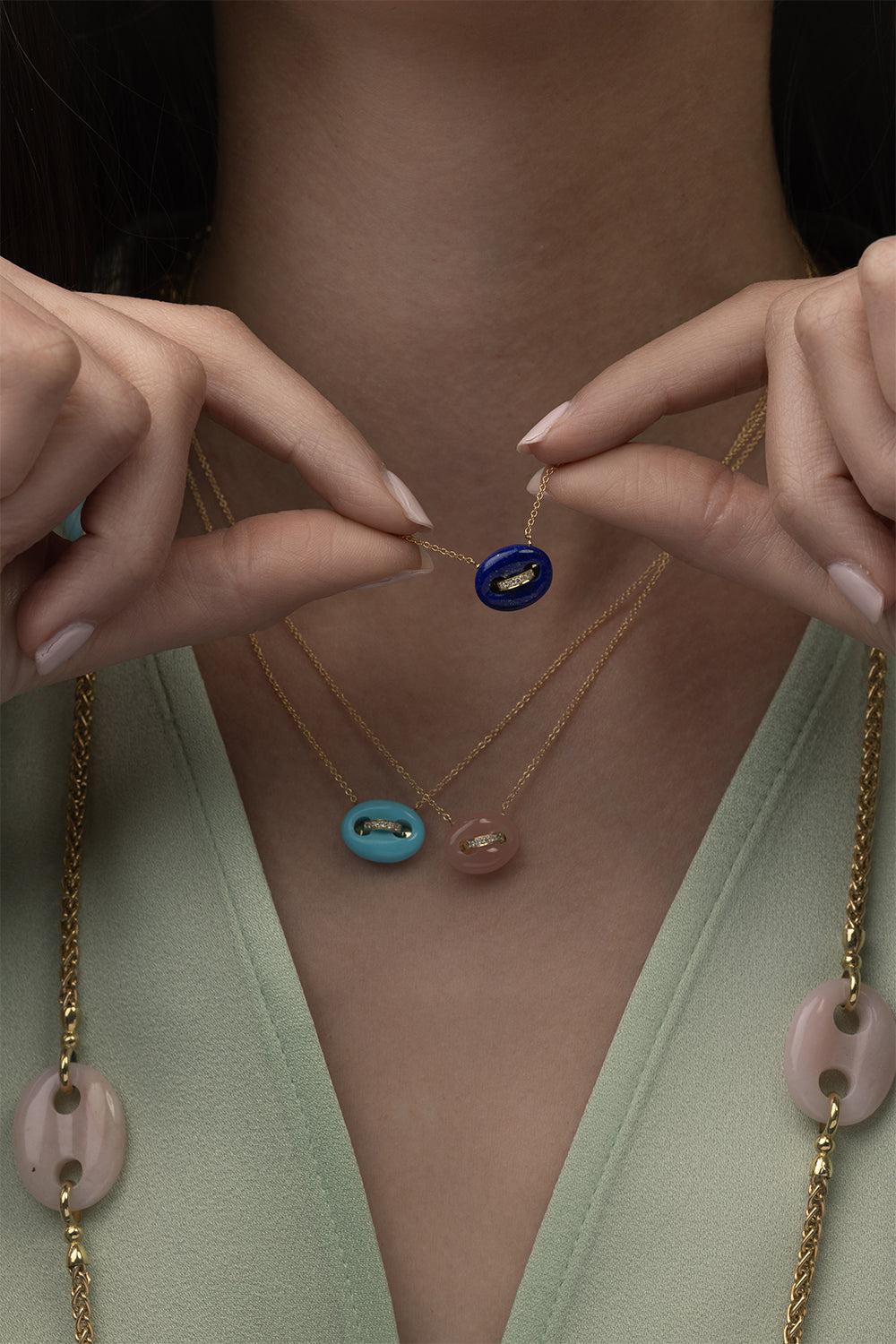 Rose Quartz Mini Mariner Necklace - Image 3