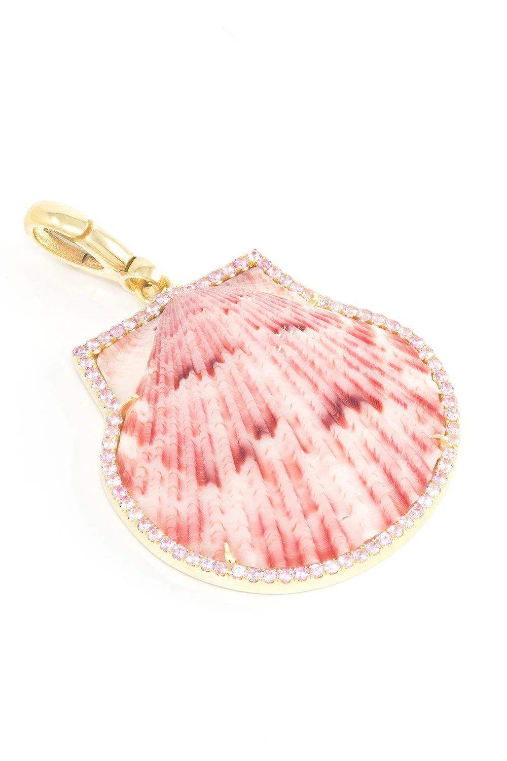 Small Pink Sapphire Frame Shell Pendant