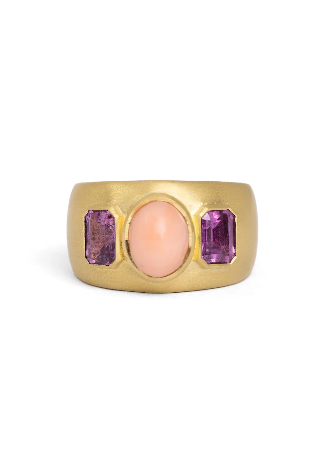 Three Stone Pink Sapphire Ring