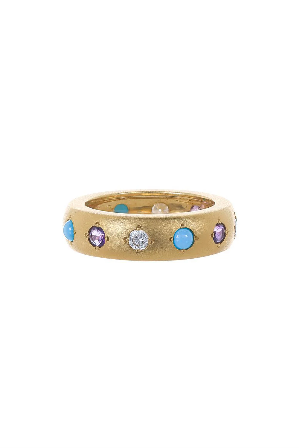 Turquoise Diamond Amethyst Gypsy Ring